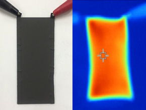 発熱被膜と発熱被膜の熱画像（サーモグラフィ画像）