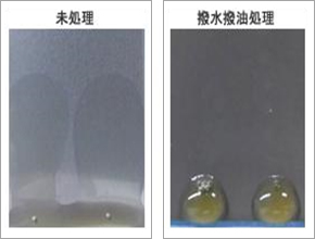 エンジンオイルの撥水性比較写真